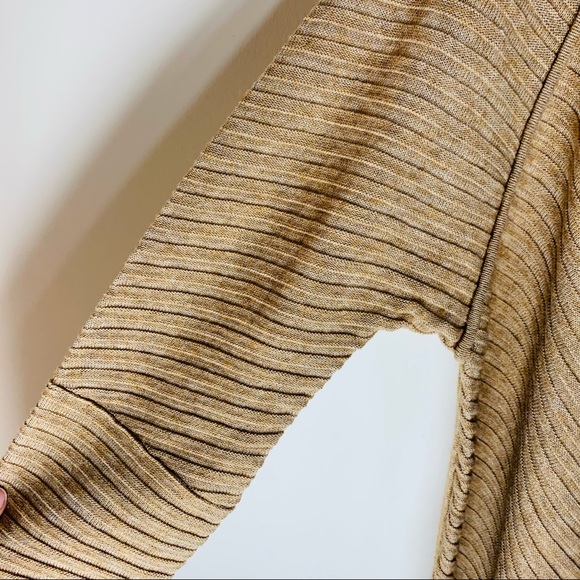 Free People Love & Harmony Wool Blend Asymmetric Hem Sweater Tan size S - Picture 8 of 13